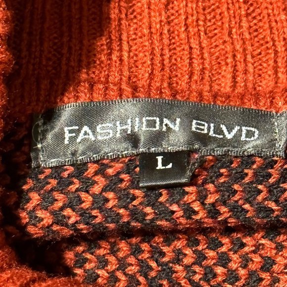 Fashion BLVD women’s size L rust Nordic print turtleneck sleeveless vest - Picture 3 of 6